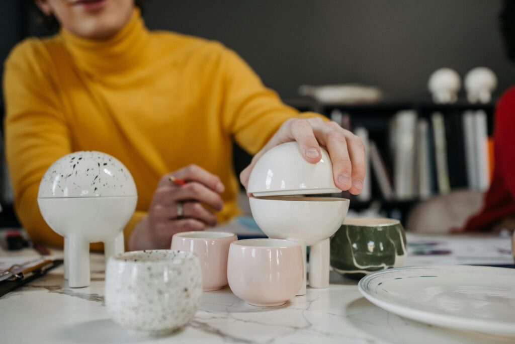 Ceramic Products on Marble Top Table